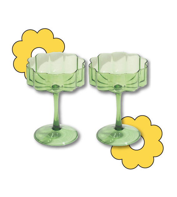 two green wave coupes by fazeek with illustrations of flowers