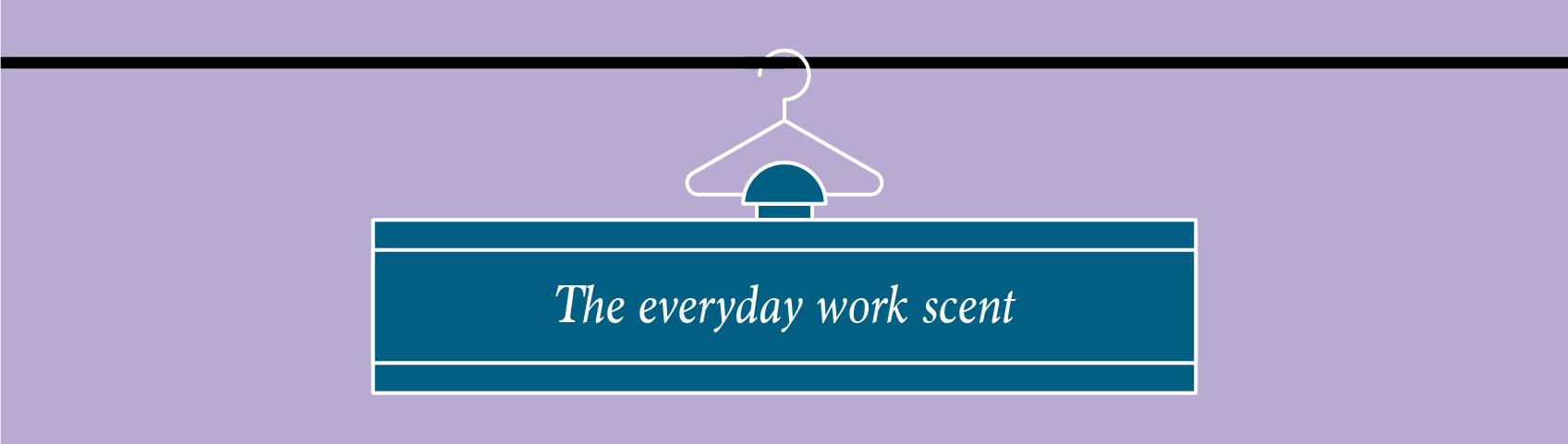 illustration of perfume bottle on a coat hanger the everyday work scent
