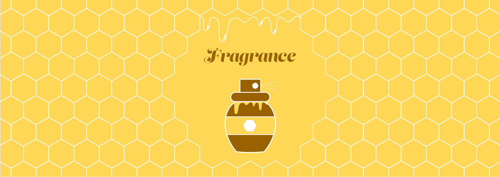 illustration of honeycomb, bottle of perfume in the shape of a bottle of honey,