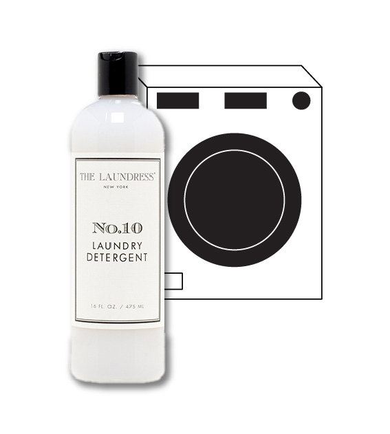 bottle of the laundress no 10 laundry detergent and illustration of washing machine