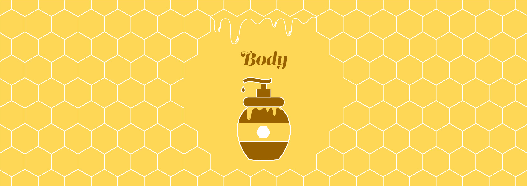 illustration of honeycomb, body was in the shape of honey bottle