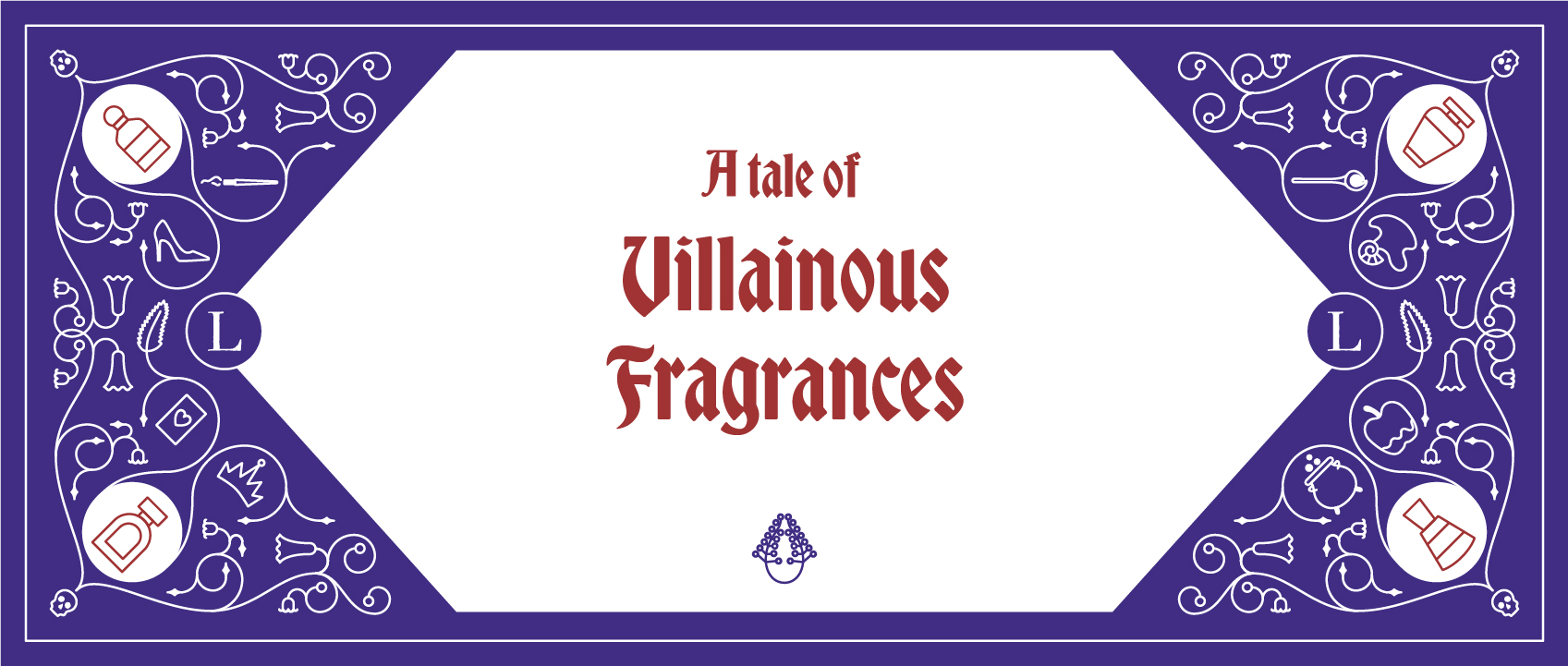 illustration of a fairy tale book cover a tale of villainous fragrances