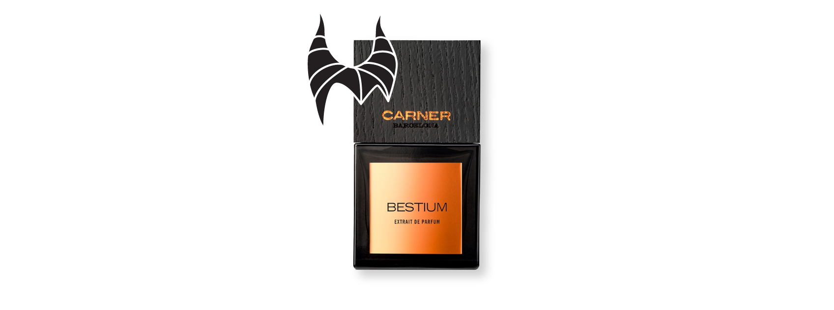 bottle of bestium by carner barcelona with illustration of maleficent's headgear