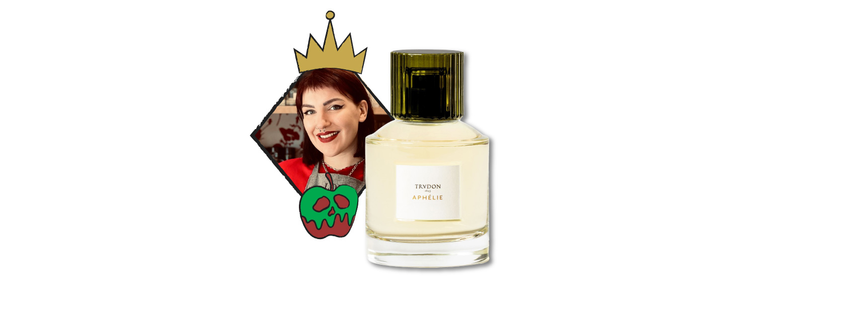 bottle of aphelie by trudon del as the evil queen from snow white