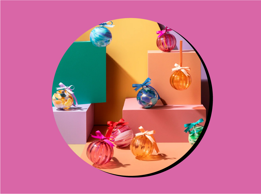 glass christmas baubles by hothaus