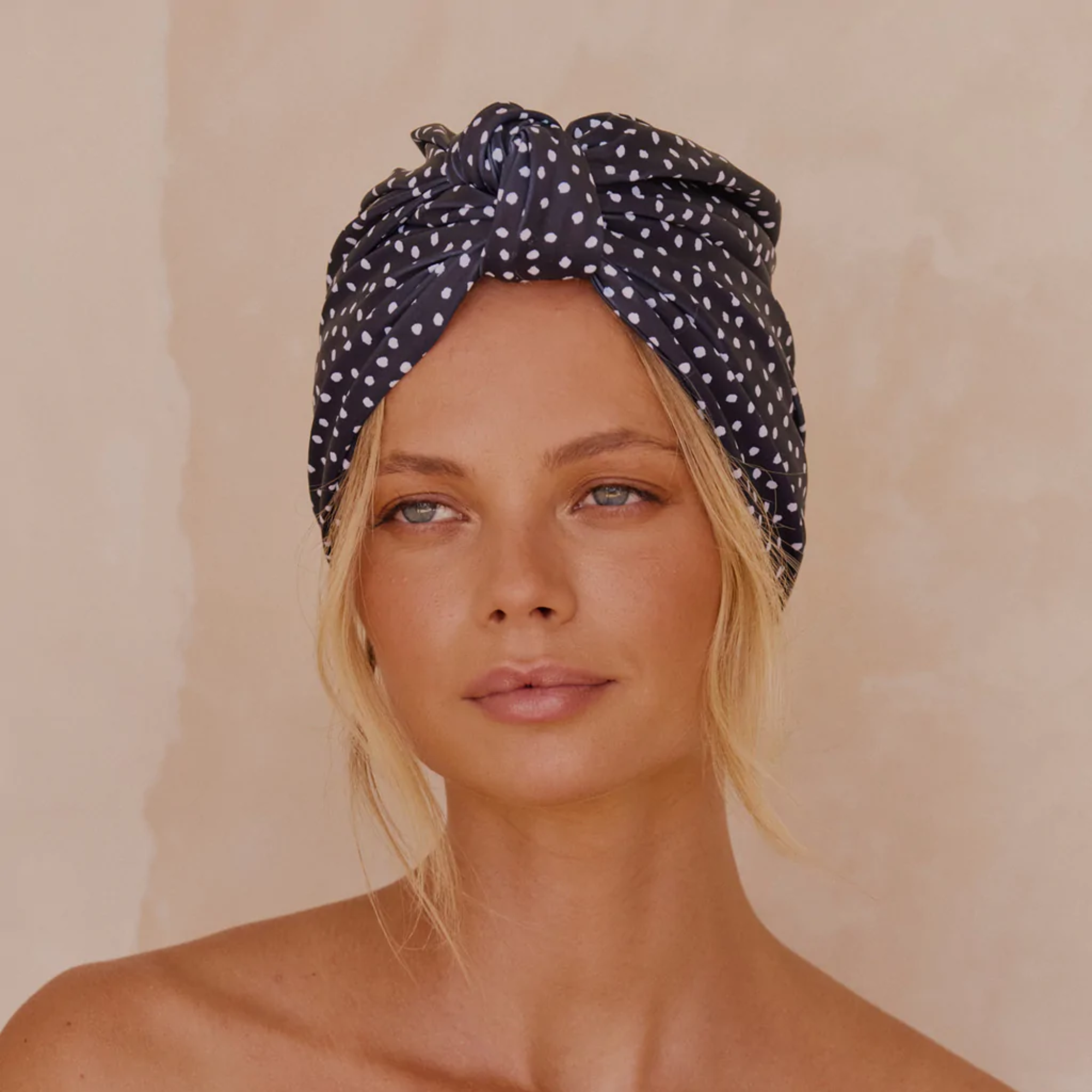 Dahlia Shower Cap French Navy Polka Dot Lore Perfumery