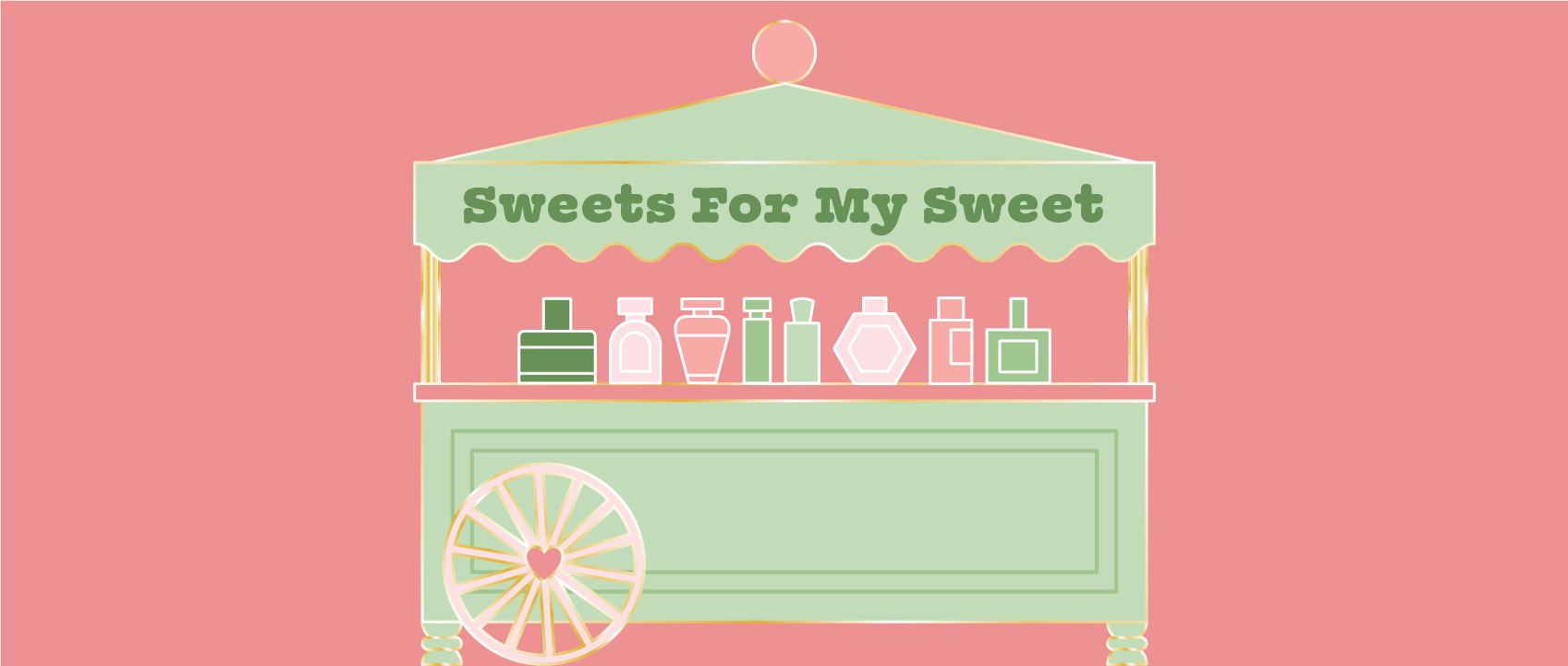 illustration of sweets for my sweet perfume cart