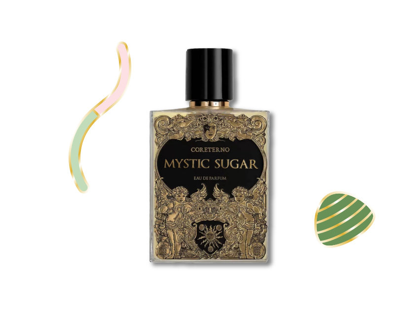 bottle of mystic sugar by coreterno with illustrations of sweets