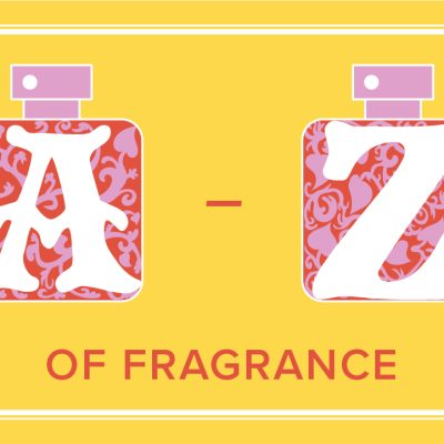 a-z of fragrance with a and z in perfume bottles illustrations