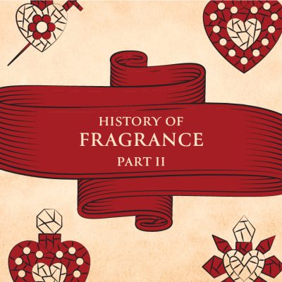 history of fragrance part 2 with illustrations of perfume bottles