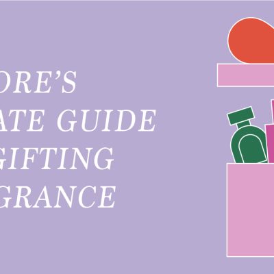 illustration of perfume coming out of a gift box lore's ultimate guide to gifting fragrance