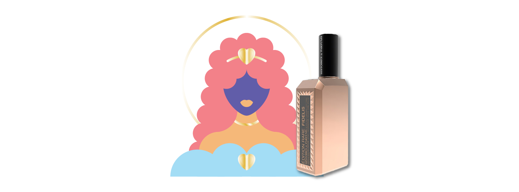 bottle of edition rare fidelis absolu perfume by histoires de parfums with an illustration of venus the goddess