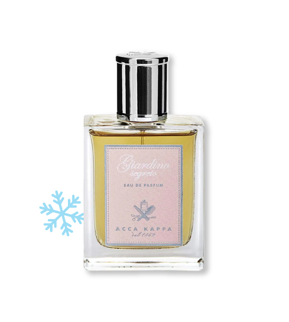 bottle of giardino segreto by acca kappa with a snowflake
