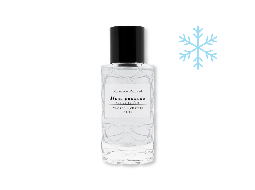 bottle of musc panache by maison rebatchi with a snowflake