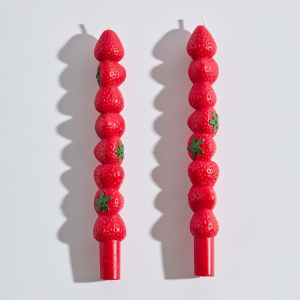 Strawberry Tapered Candles - Set of 2