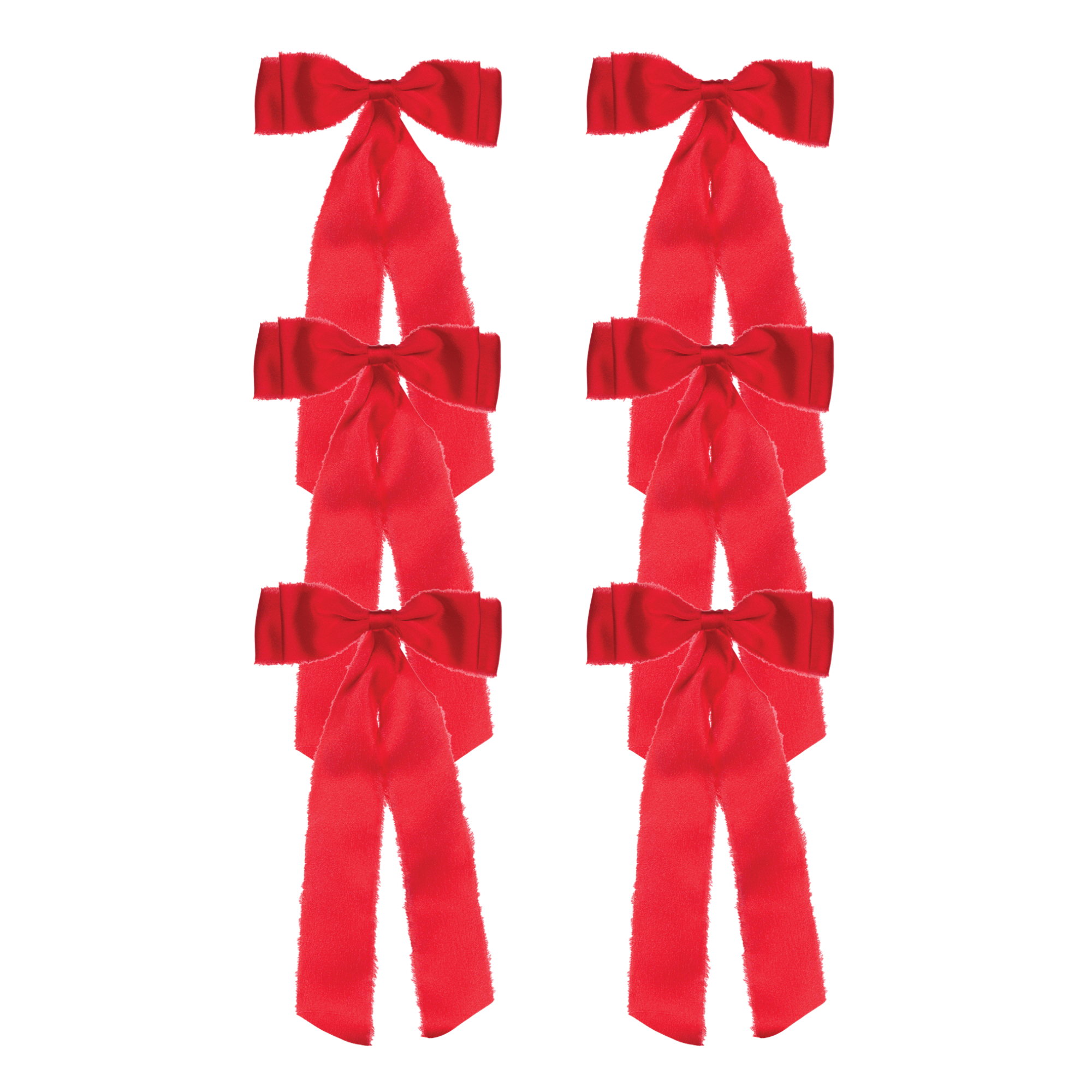 2025 Christmas - 6pk Raw Satin Red Bow - Image 2