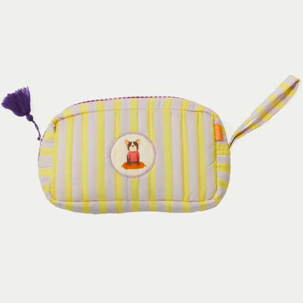 Royal Stripe Frenchie Cosmetic Bag
