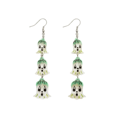 Ghostie Garden Dangle Bell Earrings